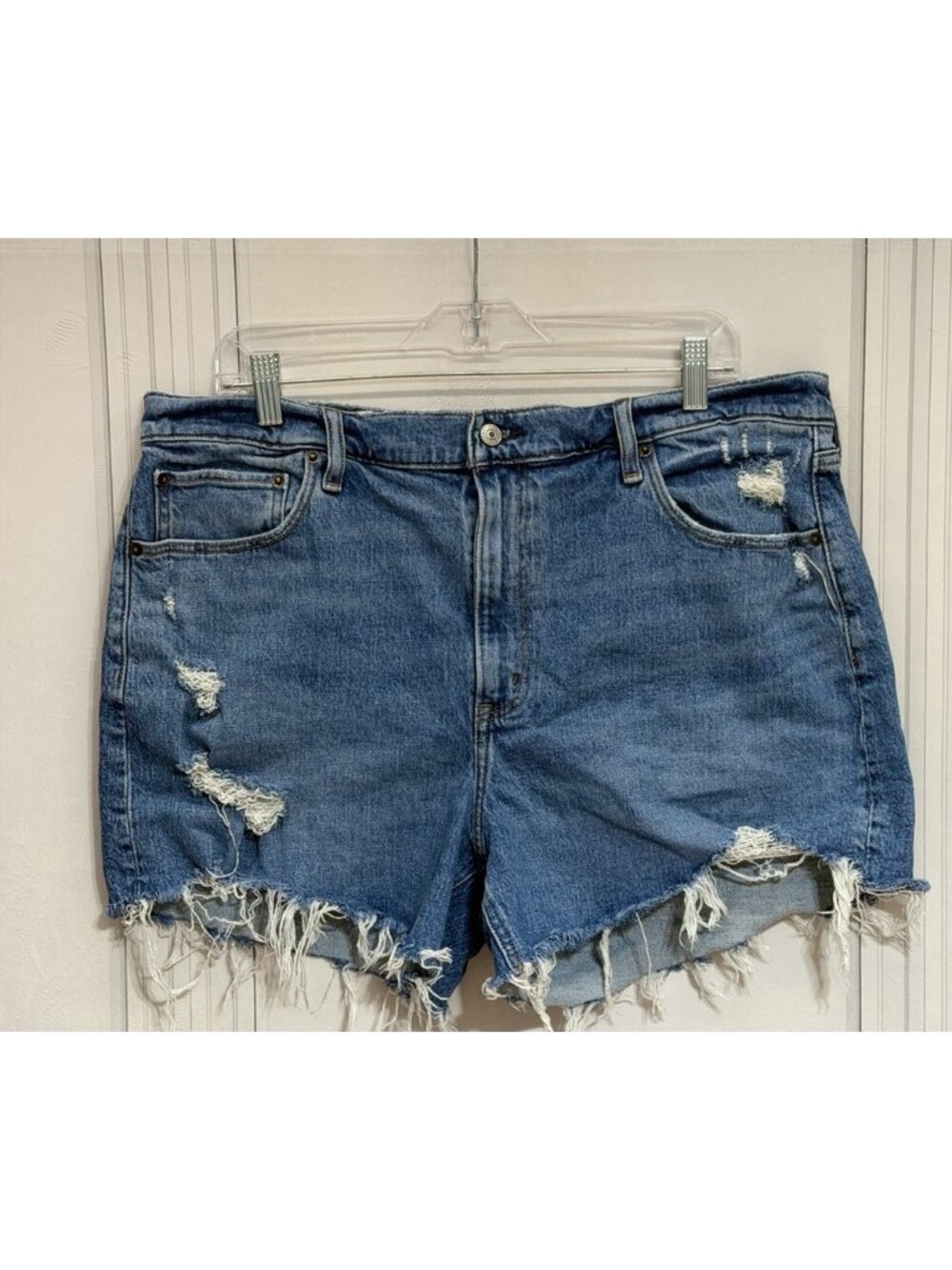 Abercrombie & Fitch The 4” Mom Denim Shorts Distressed high rise Jean  33/16